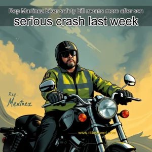 Artistic representation for Rep Martinez biker safety bill means more after son serious crash last week