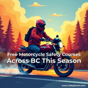 Artistic representation for Free Motorcycle Safety Courses Across BC This Season